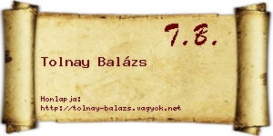 Tolnay Balázs névjegykártya